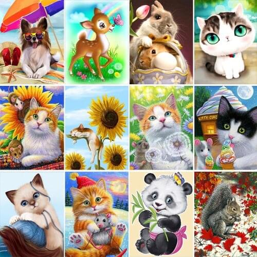 5D Diy Diamond Painting Cross Stitch Kit Diamond Mosaic Embroidery Cute Animal 3D Painting Round Diamond Home Decoration Gift