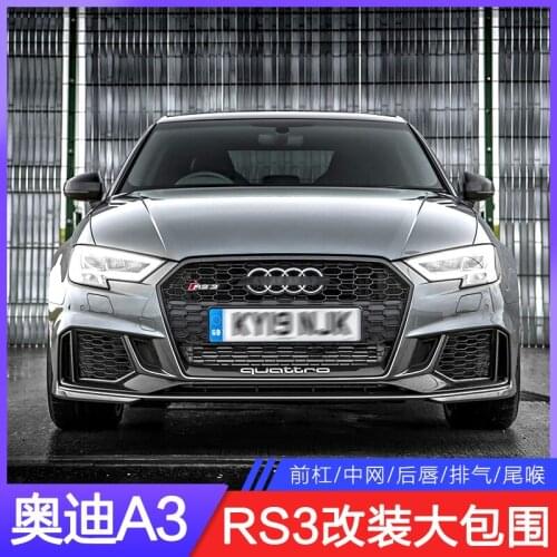 Lively2021 Fit For 09-20 Audi A3 Refitting Rs3 S3 Bumper, Honeycomb Middle Net Big Surround Black Warrior Front Face