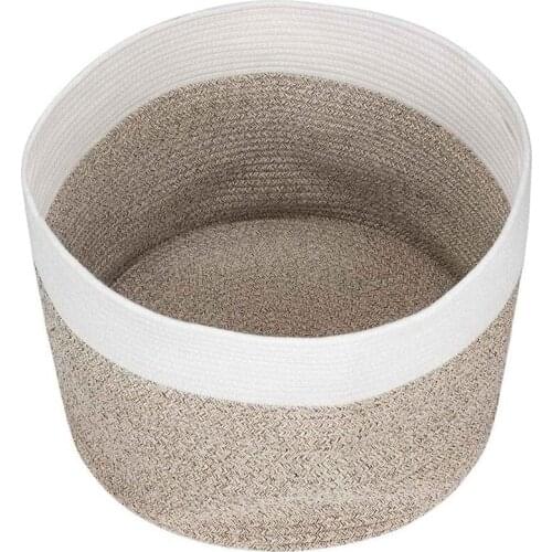 Large Woven Storage Basket 19.7X 19.7X 13 Inches Cotton Rope Organizer Baby Laundry Baskets For Blanket Toys Towels