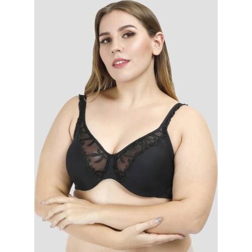 Womens Larger Lace Bralette Ladies Floral Unpadded Bra Sexy Lingerie Underwired Plus Size Brassiere soutien gorge femme C D E F