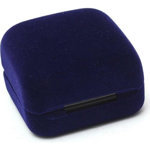 1 Jewel case box blue gift rings earrings jewelry velvet display