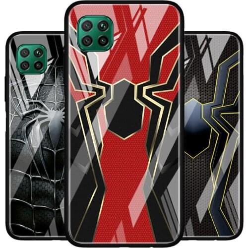 Spider Man Logo Tempered Glass Cover For Huawei P40 P30 P20 P10 P Smart Z Pro Plus Lite 2020 2021 Phone Case