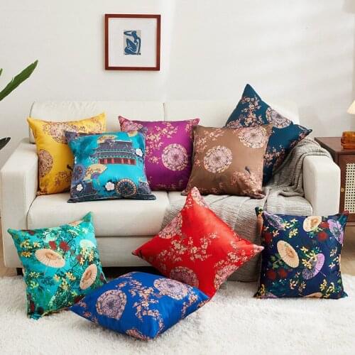 New Chinese Style Pillow Embroidery Sofa Living Room Decorative Back Cushion Waist Protection Home Fabric Bedside Cushion Pillow