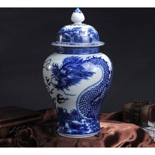 Jingdezhen porcelain imitates classical blue and white porcelain vases dragon pattern general jar home furnishings decorations