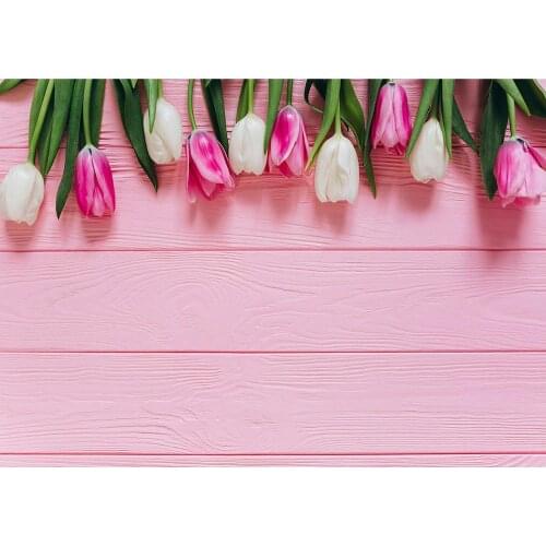 Tulip Wooden Wall Photographic Backgrounds Vinyl Cloth Photo Shootings Backdrops for Baby Children Wedding Photo Studio