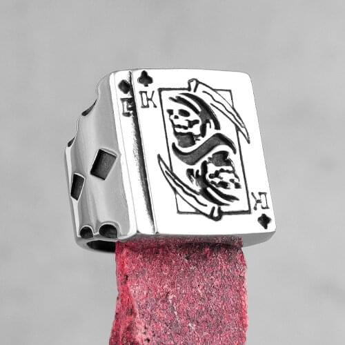 Grim Reaper Poker King Skull Stainless Steel Mens Rings Gothic Punk for Male Boyfriend Biker Jewelry Creativity Gift Wholesale
