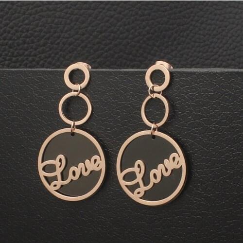 Personality Fashion Stainless Steel Jewelry Long-Style Drop Newest Rose Gold Color Earrings Joker For Woman And Girl EEDZBIBA