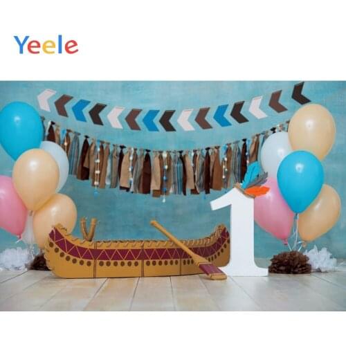 Colorful Balloon Dragon Boat Clothes Wooden Floor Baby Birthday Party Backdrops Photographic Background For Photo Studio