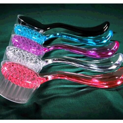 Round Head Nail Art Powder Dust Remover Cleaning Brush with Clear Plastic Long Handle Cover Scrubbing Pedicure Manicure