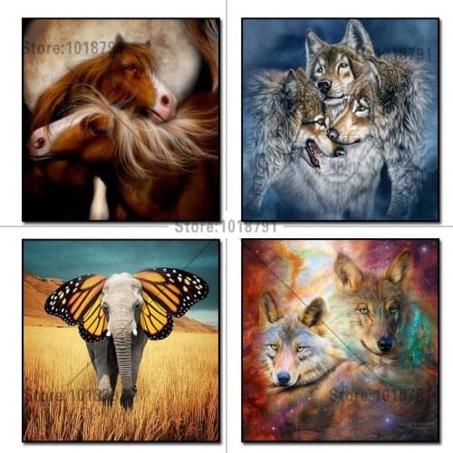 Wolf horse diy diamond painting whole resin drill square 3d diamond painting rhinestone pasted painting