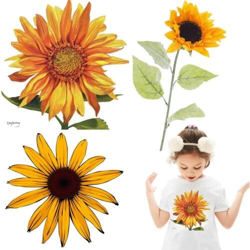 Sunflower Stickers Decals Thermal Patches on Clothes Iron-on Transfers for Clothing Thermoadhesive Patch Diy Applique for Jacket