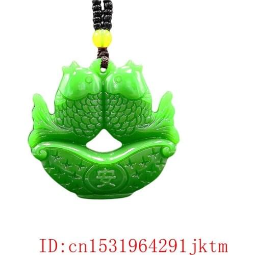 Jade Carp Pendant Charm Fish Amulet Necklace Chinese Fashion Jewelry Carved Gifts Double sided Natural Jadeite