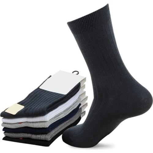 Plus Large Big Size Mens Socks EU48-53 Business Crew Socks Solid 6 Pairs Classic High Quality Breathable Cotton Men Winter Socks