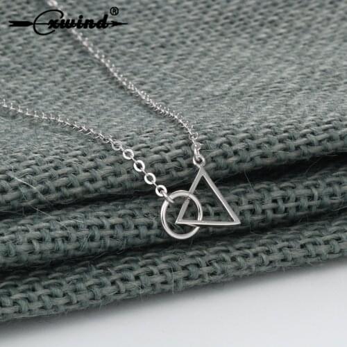 Cxwind Charm Circle Choker Necklace Minimalist Clavicle Chain Female Geometric Triangle Round Pendant for Women Collares