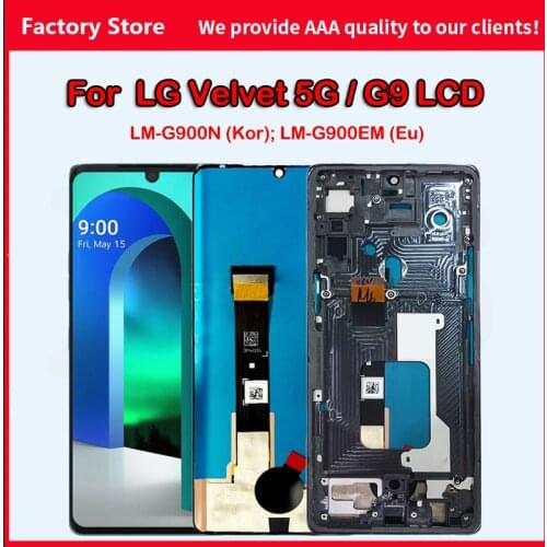 Original P-OLED For LG Velvet 5G G9 LM-G900N LM-G900EM Display Screen With Frame Digitizer Assembly Replacement Parts