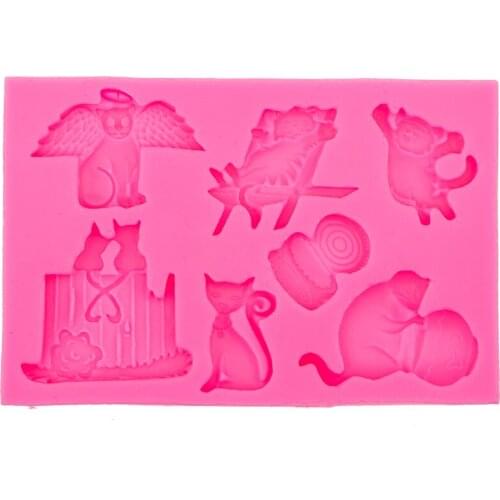 Lovely Cat and mouse 3D Silicone Mold Chocolate Fudge Mould for Cake Decorating Tools F0575