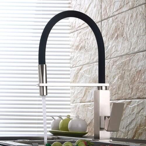 Kitchen Faucets Nickel Brushed Single Handle Pull Down Kitchen Tap Single Hole Handle Swivel 360 Degree Water Cold Hot Mixer Tap