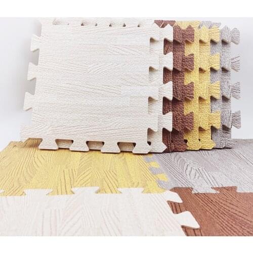 Wood Grain Puzzle Mat Baby Foam Play Splicing Bedroom Thicken Soft Modern Floor Kids Rug Living Room Crawling Carpet