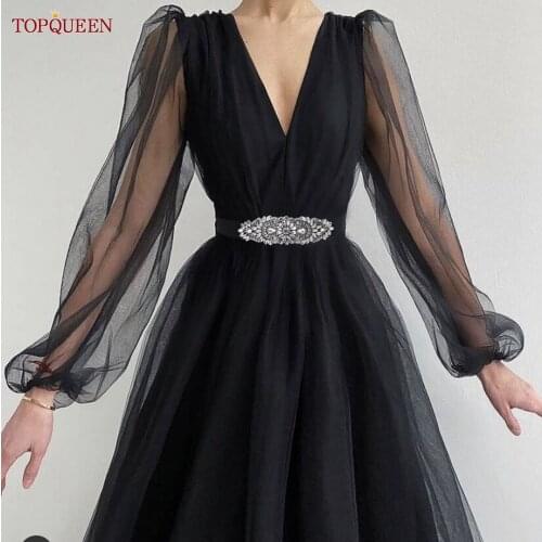 TOPQUEEN S446-B Luxury Rhinestone Waist Belts Inlaid Elastic for Female Dresses Coat Shirt Designer High Quality Black Female