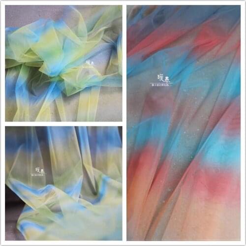 Color Gradient Mesh Tulle Fabric Summer style DIY Scarf Veil Background Decor Skirt Gown Wedding Dress Lace Designer Fabric