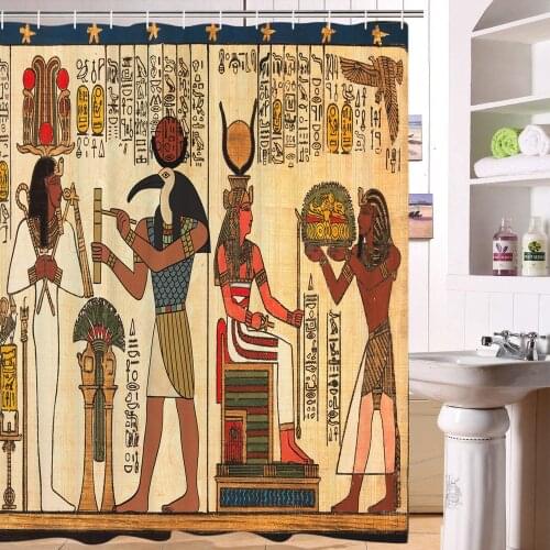 Ancient Egypt Shower Curtain Mythology Egyptian Gods Pharaohs Hieroglyphic Carvings Bathroom Curtains Bathroom