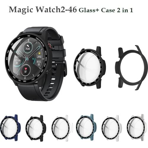 Screen Protector Case for Honor Magic Watch2 46mm with Glass Cover Case Bumper for Huawei Honor Magic Watch2 46mm Protector Film