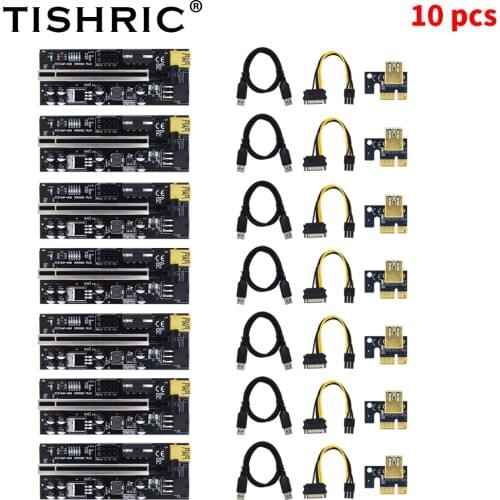 TISHRIC 10PCS PCI-E Riser Card Express 1X 4X 8X 16X Extender Riser 009C Plus PCIE PCI Graphics Extension For GPU Miner Mining