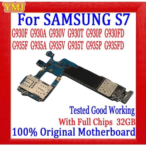 100% Tested Original Unlocked For Samsung Galaxy S7 G930FD G930F G930V G935F G935FD Motherboard With full chips Europe Version