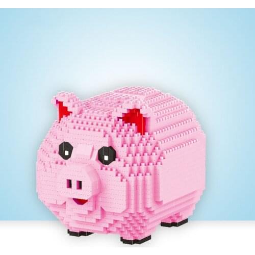 1030PCS+ Mini Bricks Cute Pink Pig Micro ABS Animal Building Blocks Toys For Children Friend Gift 16117