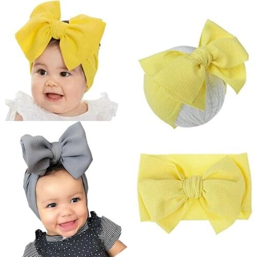 20pcs/lot Boutique Wide Waffle Headband with 6'' Bow Adjustable Headband Kids Ear Turban Wholesale Hair Accessories HB104