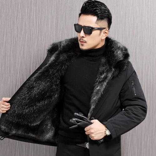 2021 Faux Fur Parka Men Winter Jacket Fake Fur Large Size Clothing Windproof Hooded Coats Fur Lining Jacket Man Coat Y116