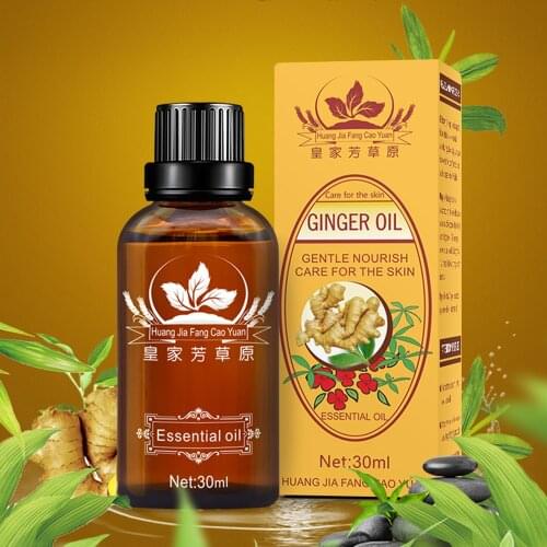 30ml Ginger Essential Oil Plant Therapy Lymphatic Drainage Natural Anti Aging Essential Serum Relieve Stress Massage Oil