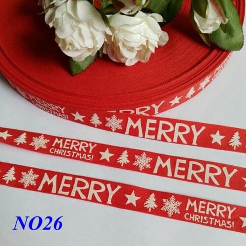 5 yards 7 designs Printed 15MM cotton Ribbons "Christmas series" printed on ivory 100% Cotton ribbon for hair diy accessories