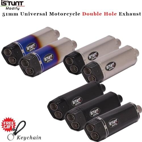 51mm Universal Motorcycle Double hole exhaust escape moto Exhaust Motocross Exhaust Muffler Scooter For BWM F850GS X-ADV PCX