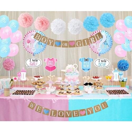 Gender Reveal Party Decorations Boy or Girl Gender Reveal Balloons Photo Booth Props Favors for Baby Shower Decorations 59 Pack