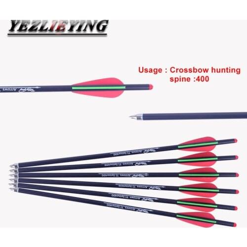 6Pcs 16/17/18/20/22 Inch Spine 400 Crossbow Carbon Arrows for Bow and arrow Archery Hunting