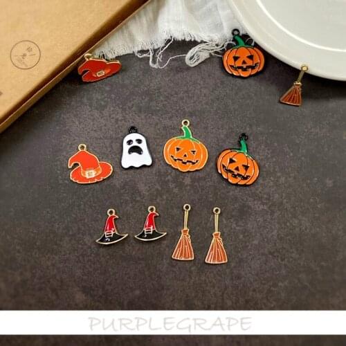 Homemade handmade Halloween gift DIY earrings shoes bag key chain pendant pumpkin ghost magic hat broom 6pcs