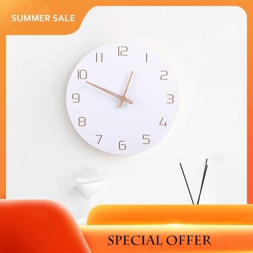 Nordic Wooden Large Wall Clock White Wall Clock Round Silent Watch Simple Modern Design Home Decor Bedroom For Children Room