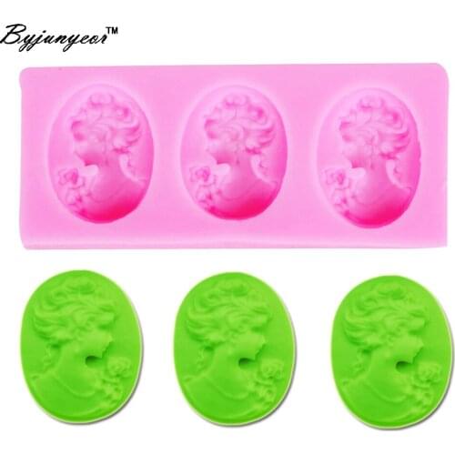 Byjunyeor M148 Head Portrait UV Resin Silicone Mold Fondant Chocolate Candy Lollipop Crystal Epoxy Soft Clay Bake Tool