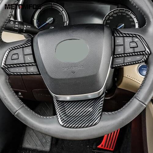 For Toyota Highlander Hybrid 2021 2022 Carbon Fiber Interior Steering Wheel Cover Molding Trim Decoration Frame Car Accessories