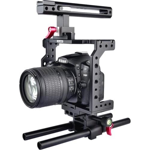 Yelangu C8 Handle Video Camera Rig Cage Stabilizer for Canon 5D Mark IV III II 6D 7D Nikon DSLR Camera with Quick Release Plate