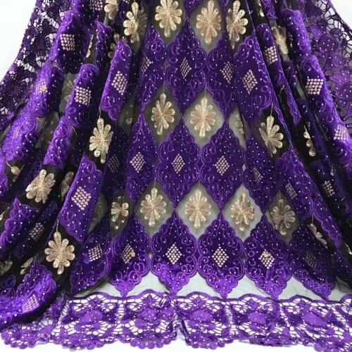 Embroidered Nigerian Lace, Stone Bead Lace Fabric High Quality Lace, Nigerian Lace Wedding Fabric J3493