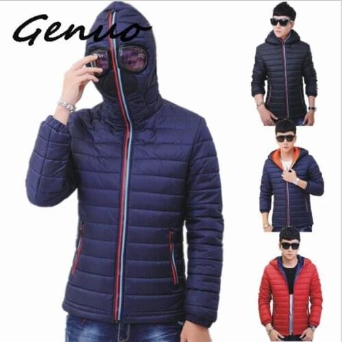 Genuo New 2020 Winter Jackets Men Parkas With Glasses Padded Hooded Coat Mens Warm Camperas Children Windproof Jacket