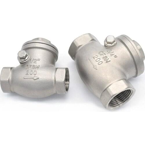Stainless steel wire mouth horizontal non-return valve 304 stainless steel female thread swing check valve 1/2" 3/4" 1" 1-1/4"