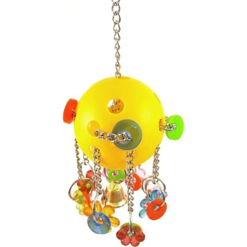 LHXMAS PET TOYS Parrot bite toy Beautiful acrylic nibbling toy YELLOW BALL AND SMALL DECOS