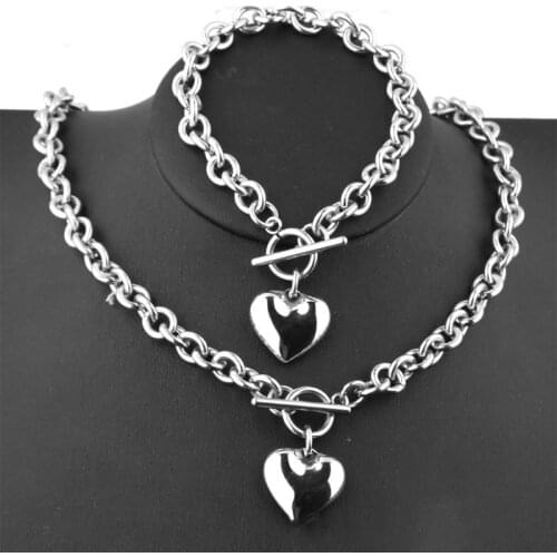 Stainless Steel Hollow Necklace Bracelet Fashion Women Charm Jewelry Set 50PE