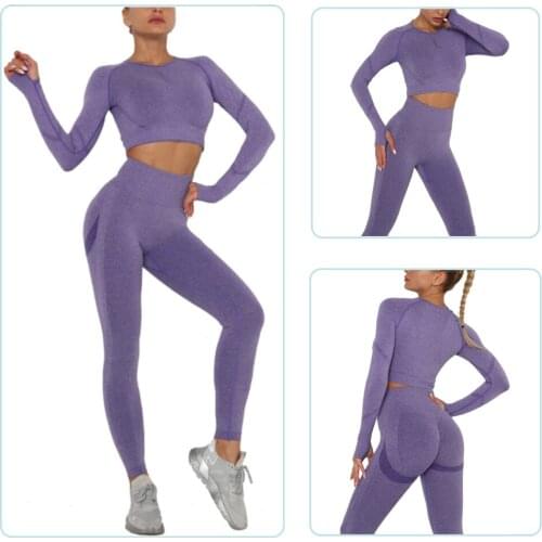 Seamless Womens Yoga Workout Fitness Clothing Push Up Leggings Sports Wear Woman 2 Pieces Suits Tracksuit 7 Colors Gym Sets