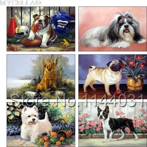 Colourful Dog Pattern Diamond Embroidery DIY Needlework Diamond Painting Cross Stitch Full Rhinestones Home Decor Christmas Gift