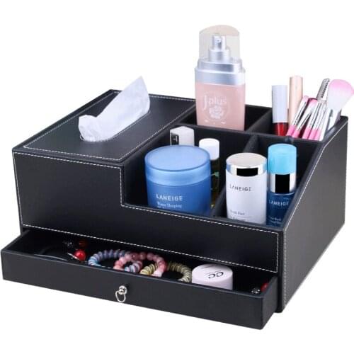 Creative PU Multifunctional Storage Tissue Box Paper Pumping Box European Desktop Cosmetic Large Storage Box