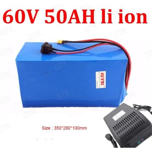 High-capacity 60v 50AH lithium ion bateria for 6000W Electric forklift AGV trolley scooter driving truck tractor + 5A Charger